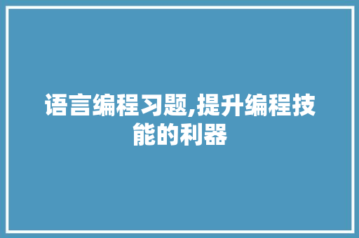 语言编程习题,提升编程技能的利器
