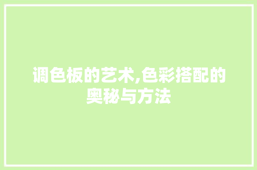 调色板的艺术,色彩搭配的奥秘与方法