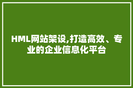 HML网站架设,打造高效、专业的企业信息化平台