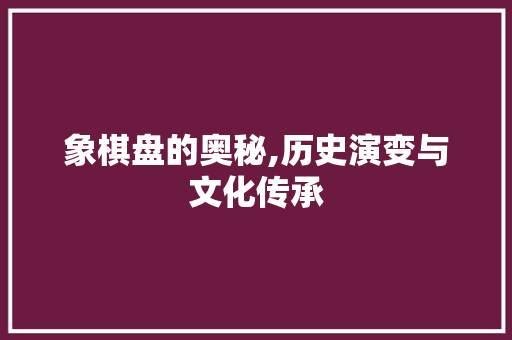 象棋盘的奥秘,历史演变与文化传承