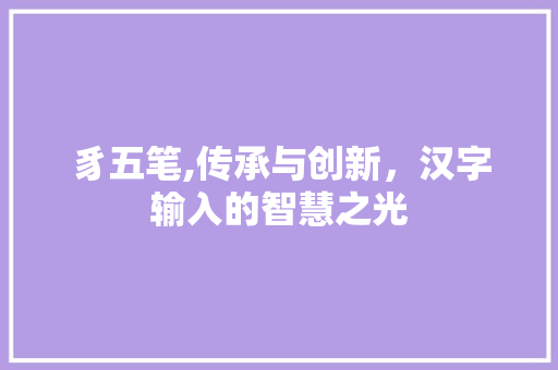 豸五笔,传承与创新，汉字输入的智慧之光 WordPress教程