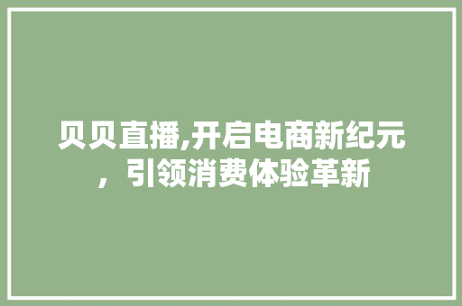 贝贝直播,开启电商新纪元，引领消费体验革新 SEO教程