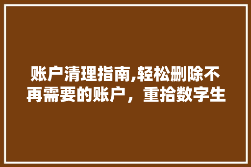 账户清理指南,轻松删除不再需要的账户，重拾数字生活新秩序 Web前端