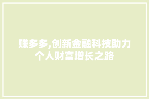 赚多多,创新金融科技助力个人财富增长之路