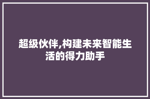 超级伙伴,构建未来智能生活的得力助手