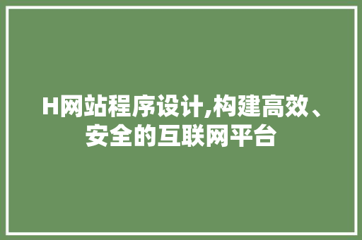 H网站程序设计,构建高效、安全的互联网平台