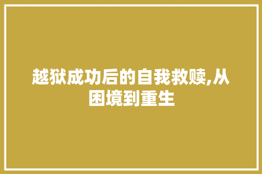 越狱成功后的自我救赎,从困境到重生