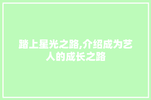 踏上星光之路,介绍成为艺人的成长之路 服务器/数据库 踏上星光之路,介绍成为艺人的成长之路 服务器/数据库