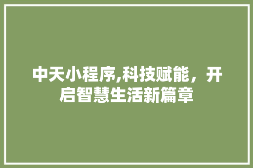 中天小程序,科技赋能，开启智慧生活新篇章
