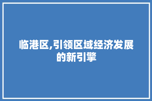 临港区,引领区域经济发展的新引擎