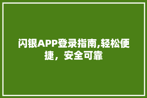 闪银APP登录指南,轻松便捷，安全可靠