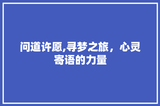 问道许愿,寻梦之旅，心灵寄语的力量