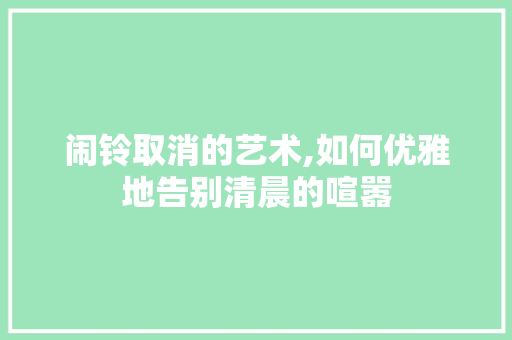 闹铃取消的艺术,如何优雅地告别清晨的喧嚣 SEO教程