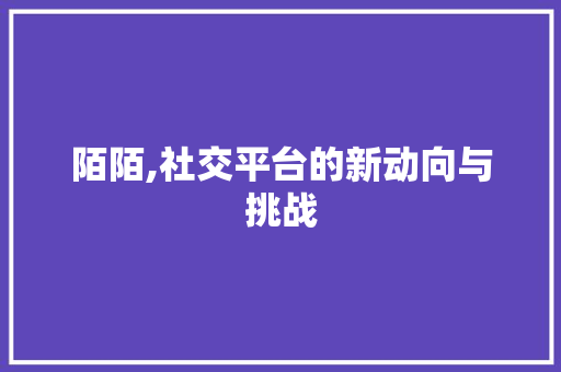 陌陌,社交平台的新动向与挑战