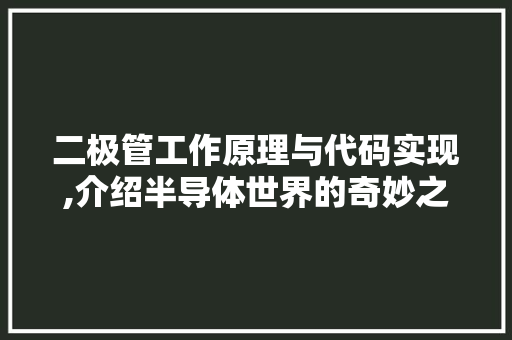 二极管工作原理与代码实现,介绍半导体世界的奇妙之旅