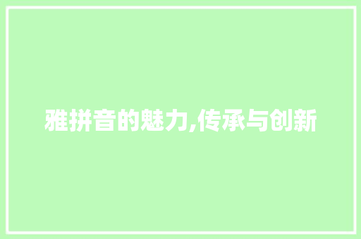 雅拼音的魅力,传承与创新 友链在线