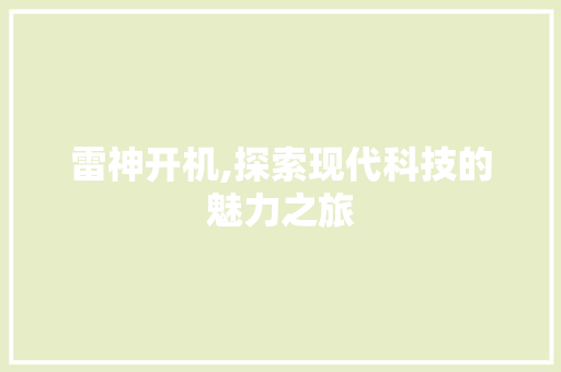 雷神开机,探索现代科技的魅力之旅 SEO教程