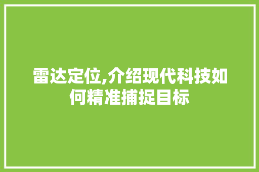 雷达定位,介绍现代科技如何精准捕捉目标 服务器/数据库
