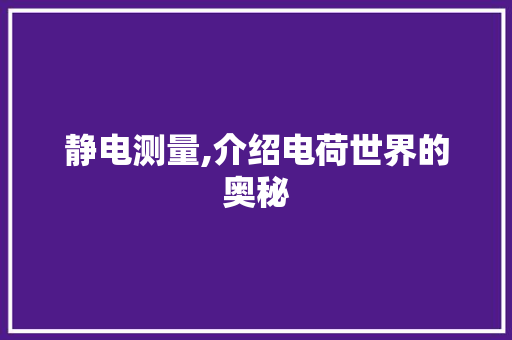 静电测量,介绍电荷世界的奥秘