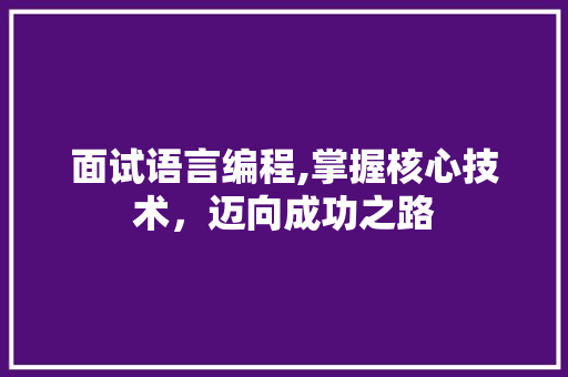 面试语言编程,掌握核心技术，迈向成功之路 WordPress教程