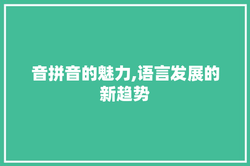音拼音的魅力,语言发展的新趋势