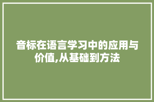 音标在语言学习中的应用与价值,从基础到方法