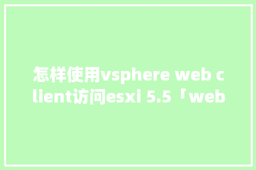 怎样使用vsphere web client访问esxi 5.5「web数据库访问技术有哪些」 友链在线