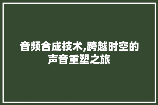 音频合成技术,跨越时空的声音重塑之旅 建站教程