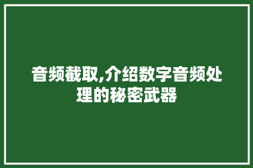 音频截取,介绍数字音频处理的秘密武器 友链在线
