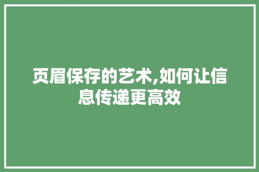 页眉保存的艺术,如何让信息传递更高效