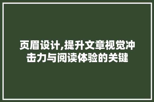 页眉设计,提升文章视觉冲击力与阅读体验的关键 友链在线