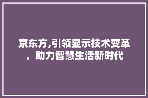 京东方,引领显示技术变革，助力智慧生活新时代