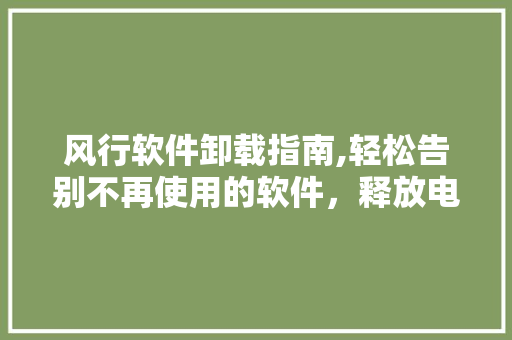 风行软件卸载指南,轻松告别不再使用的软件，释放电脑空间