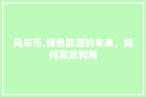 风车币,绿色能源的未来，如何高效利用