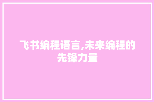 飞书编程语言,未来编程的先锋力量