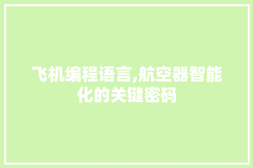 飞机编程语言,航空器智能化的关键密码 Web前端