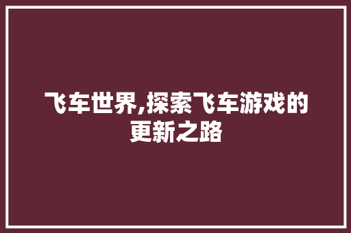 飞车世界,探索飞车游戏的更新之路