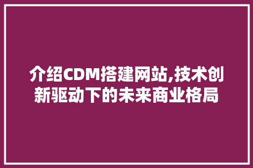 介绍CDM搭建网站,技术创新驱动下的未来商业格局