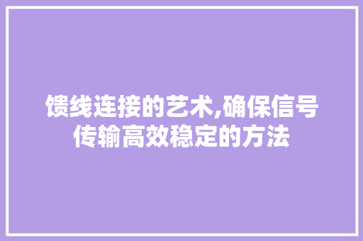 馈线连接的艺术,确保信号传输高效稳定的方法