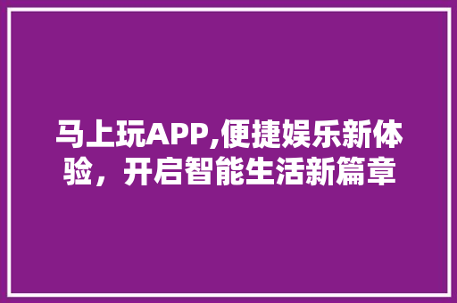 马上玩APP,便捷娱乐新体验，开启智能生活新篇章