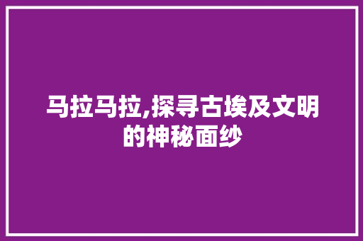 马拉马拉,探寻古埃及文明的神秘面纱 友链在线