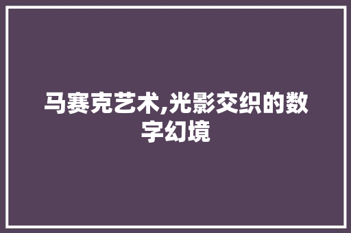 马赛克艺术,光影交织的数字幻境