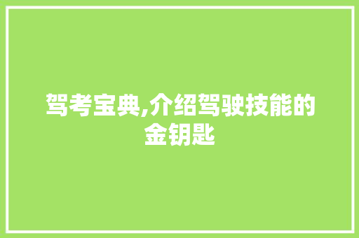 驾考宝典,介绍驾驶技能的金钥匙