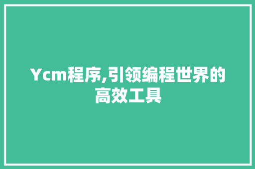 Ycm程序,引领编程世界的高效工具