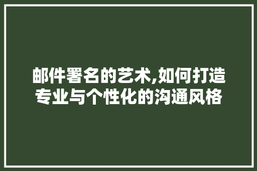 邮件署名的艺术,如何打造专业与个性化的沟通风格 建站教程