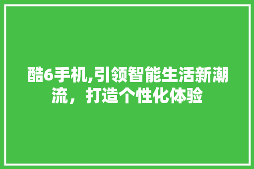 酷6手机,引领智能生活新潮流，打造个性化体验