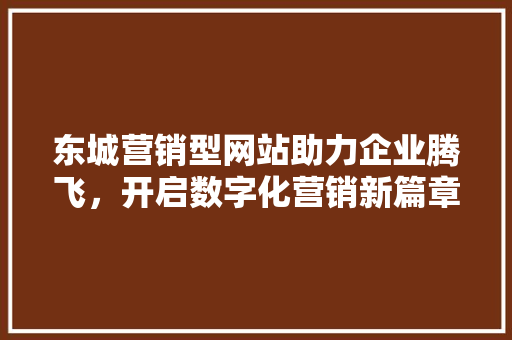 东城营销型网站助力企业腾飞，开启数字化营销新篇章