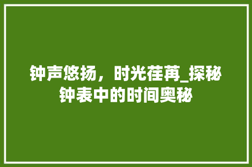 钟声悠扬，时光荏苒_探秘钟表中的时间奥秘 SEO教程