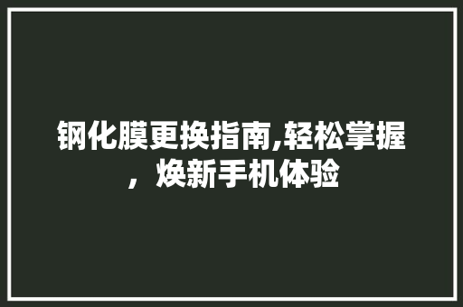 钢化膜更换指南,轻松掌握，焕新手机体验 Web前端