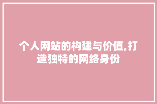 个人网站的构建与价值,打造独特的网络身份